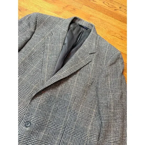 VTG Brooks Brothers EST 100% camel Hair hounds tooth check sport coat 42 XL